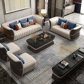 Trueliving Luxurious Light Eight Seater Sofa Leather Finish 0.87D x 3.95W x 0.87H Meters